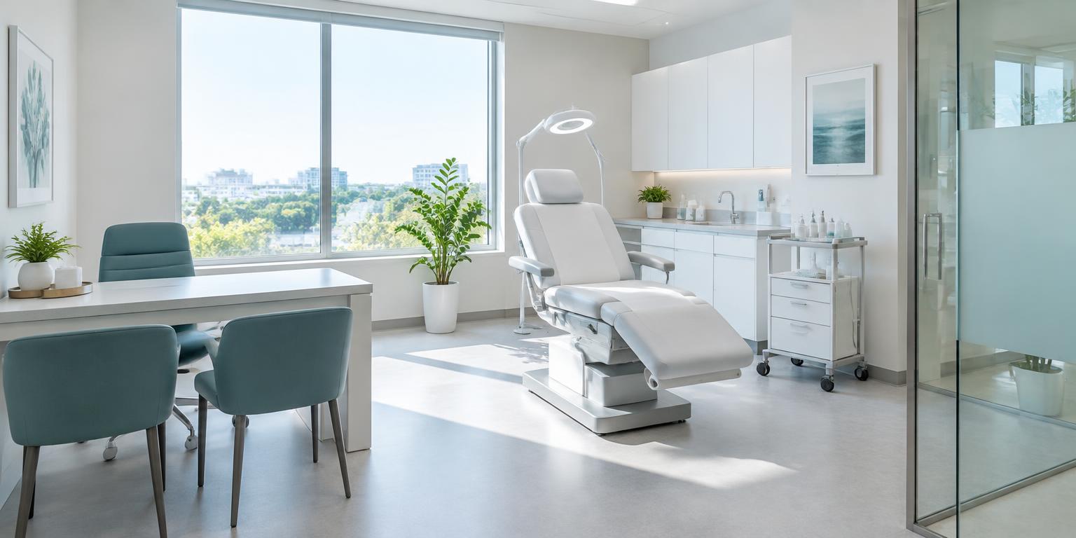 Illustrative modern skin consultation space